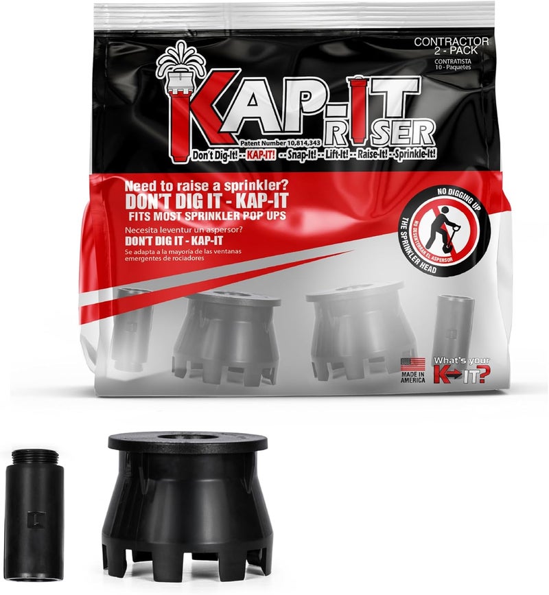 KIT 1.5 Inch Pop-Up Riser Extension 2 Pack, No-Dig Stackable Irrigation Height Adapter, Tool-Free Lift Solution for Lawn Systems, Universal Sprinkler Component, Black Plastic - Image 1